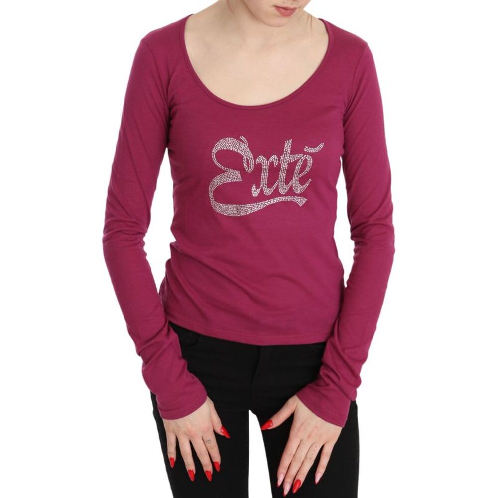 Exte Pink Exte Crystal Embellished Long Sleeve Women's Top